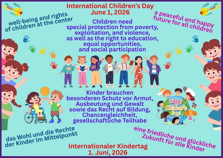 Internationaler Kindertag, 1. Juni, 2026